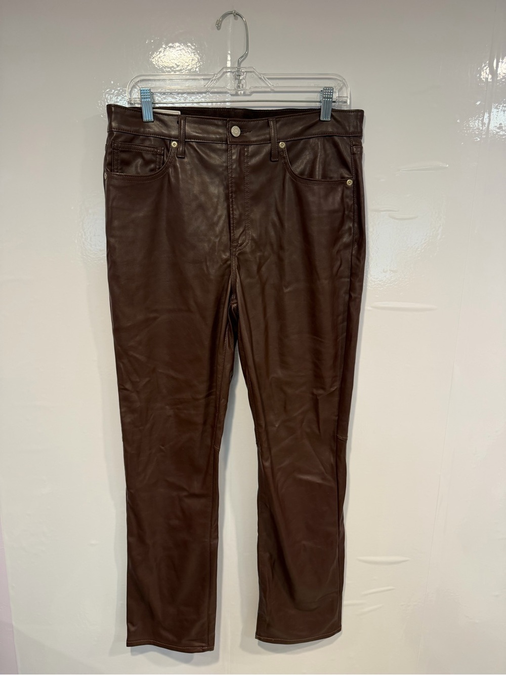 Gap Brown Faux‎ Leather Straight Leg Pants